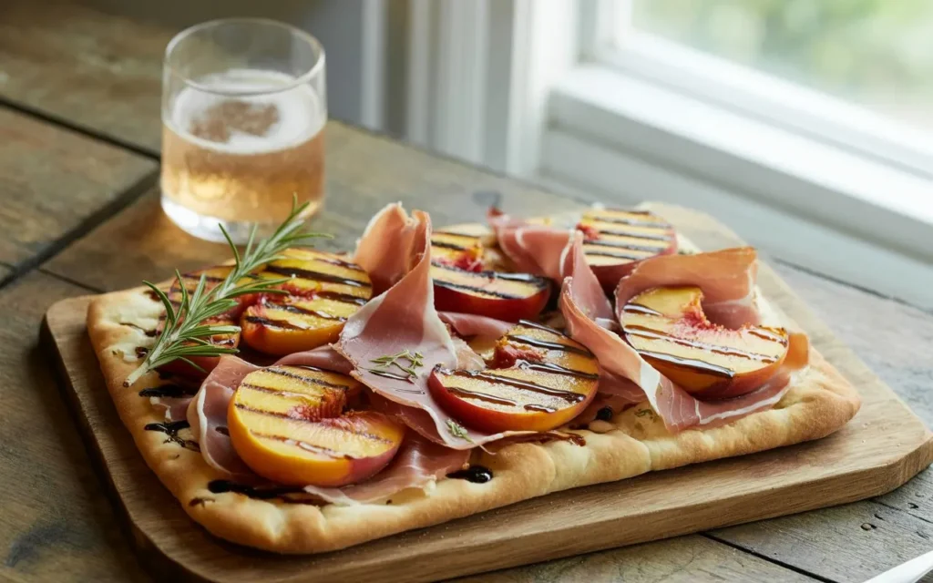 Grilled Peach and Prosciutto Flatbread