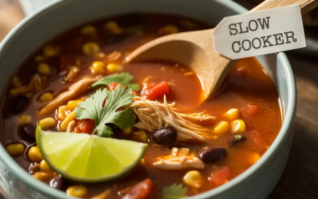 Slow Cooker Chicken Tortilla Soup🌮🍲