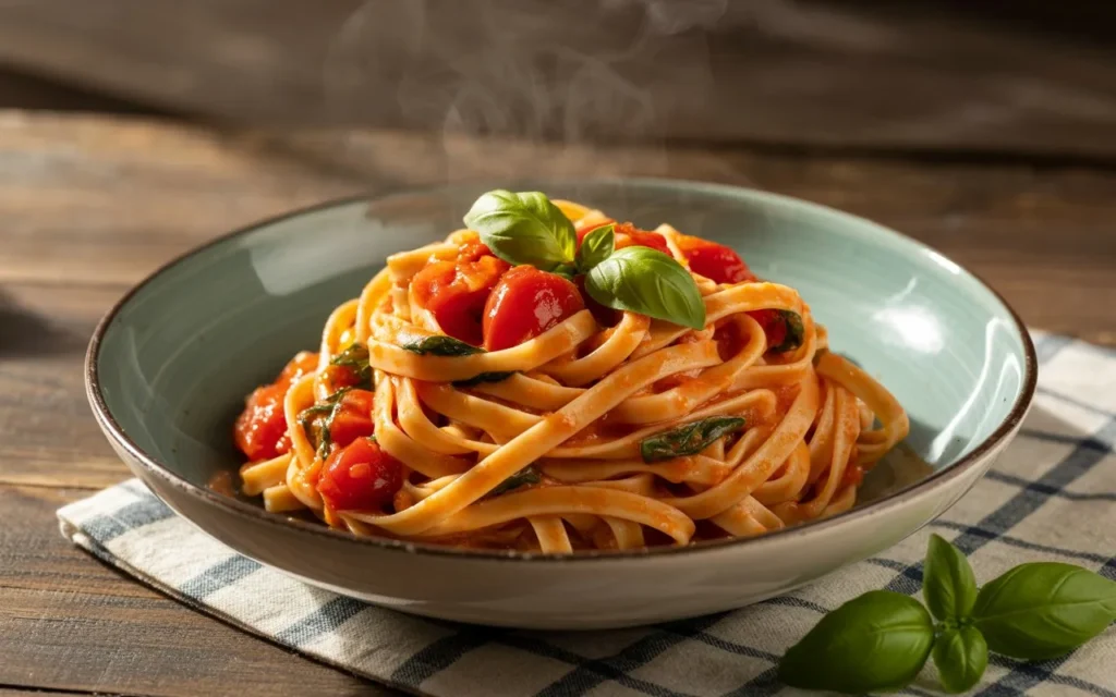 Burst Tomato and Basil Fettuccine