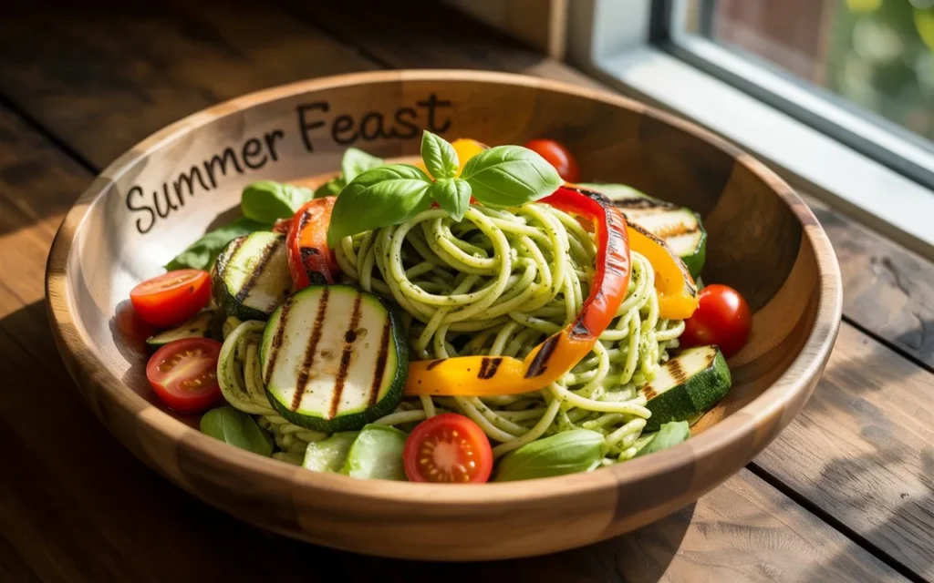 Grilled Veggie and Pesto Pasta Salad🥒🍝🔥