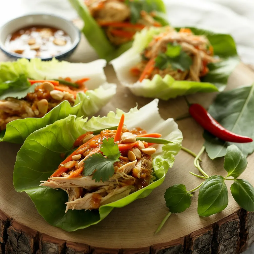 Thai-Inspired Chicken Lettuce Wraps🥬🌶️
