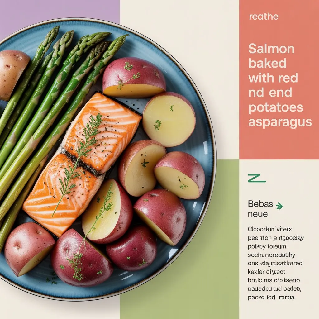 Salmon Baked with Red Potatoes and Asparagus