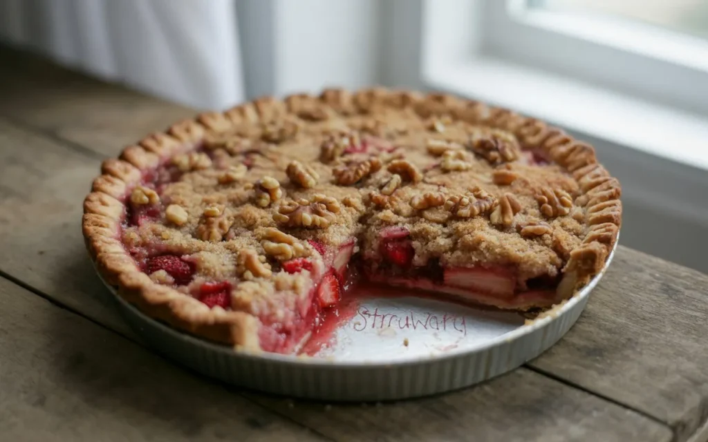 Strawberry Rhubarb Cardamom Streusel Pie