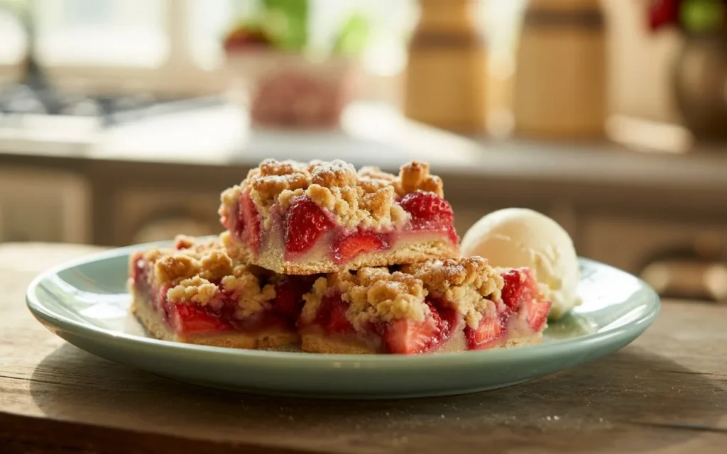 Strawberry Rhubarb Crumble Bars