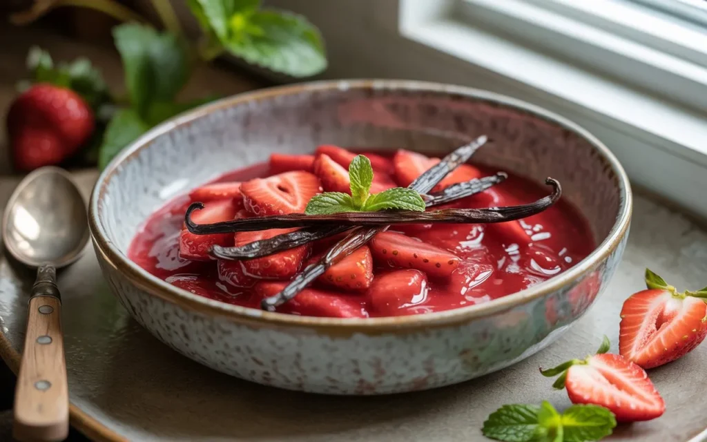 Vanilla Bean Strawberry Rhubarb Compote