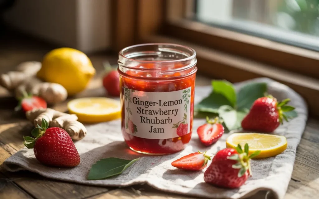 Ginger-Lemon Strawberry Rhubarb Jam