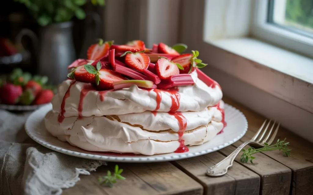 Strawberry Rhubarb Pavlova
