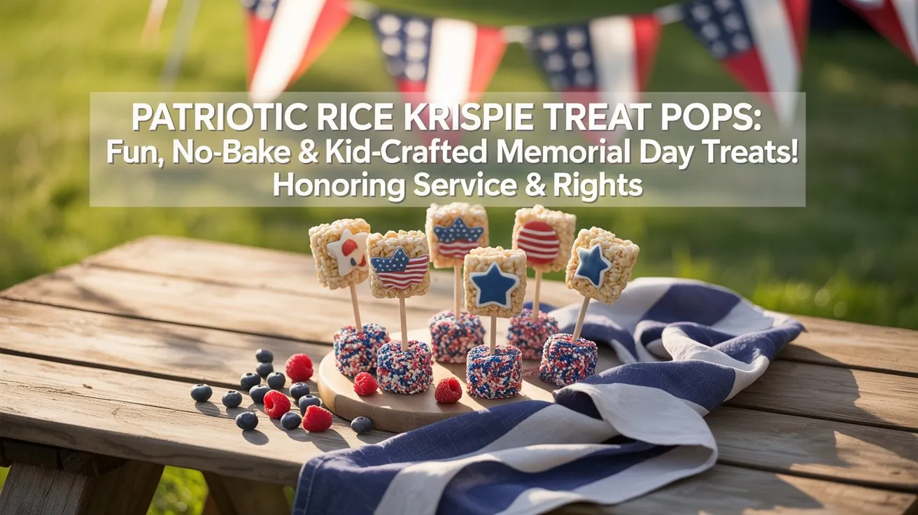 Patriotic Rice Krispie Treat Pops: Fun, No-Bake & Kid-Crafted Memorial Day Treats! Honoring Service & Rights