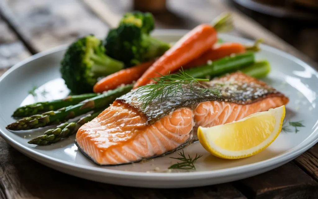 Grilled Salmon with Steamed Vegetables