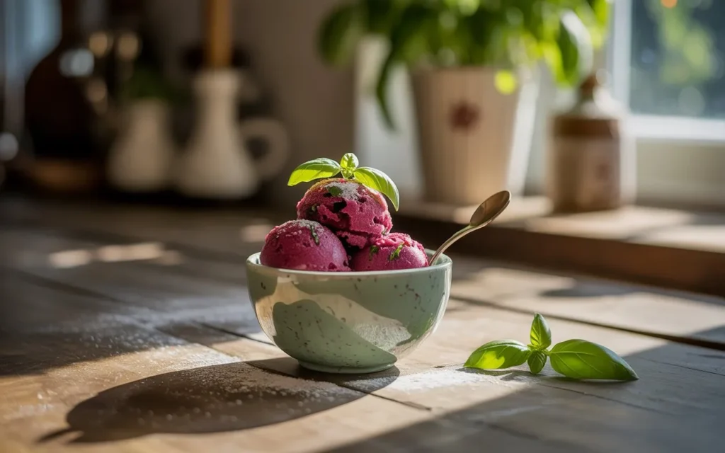 Mulberry Basil Sorbet