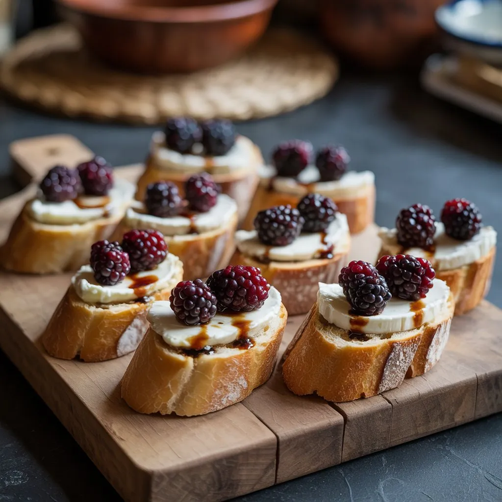 Mulberry & Goat Cheese Crostini