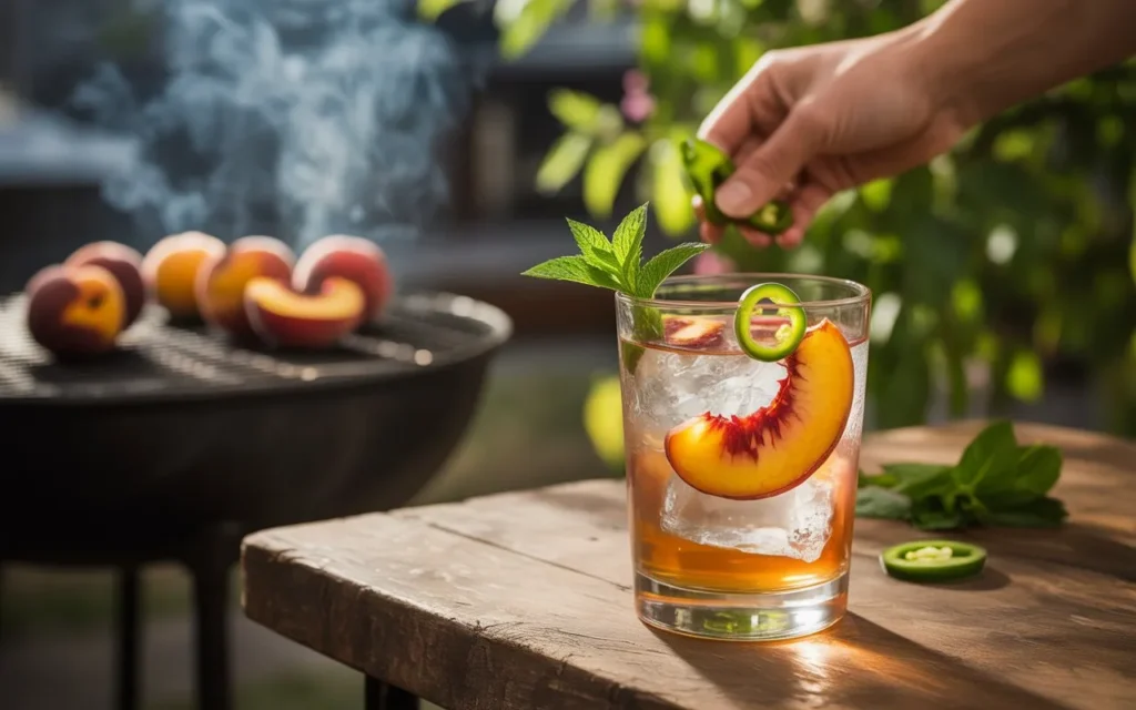 BBQ Hero: Smoked Peach & Jalapeño Julep