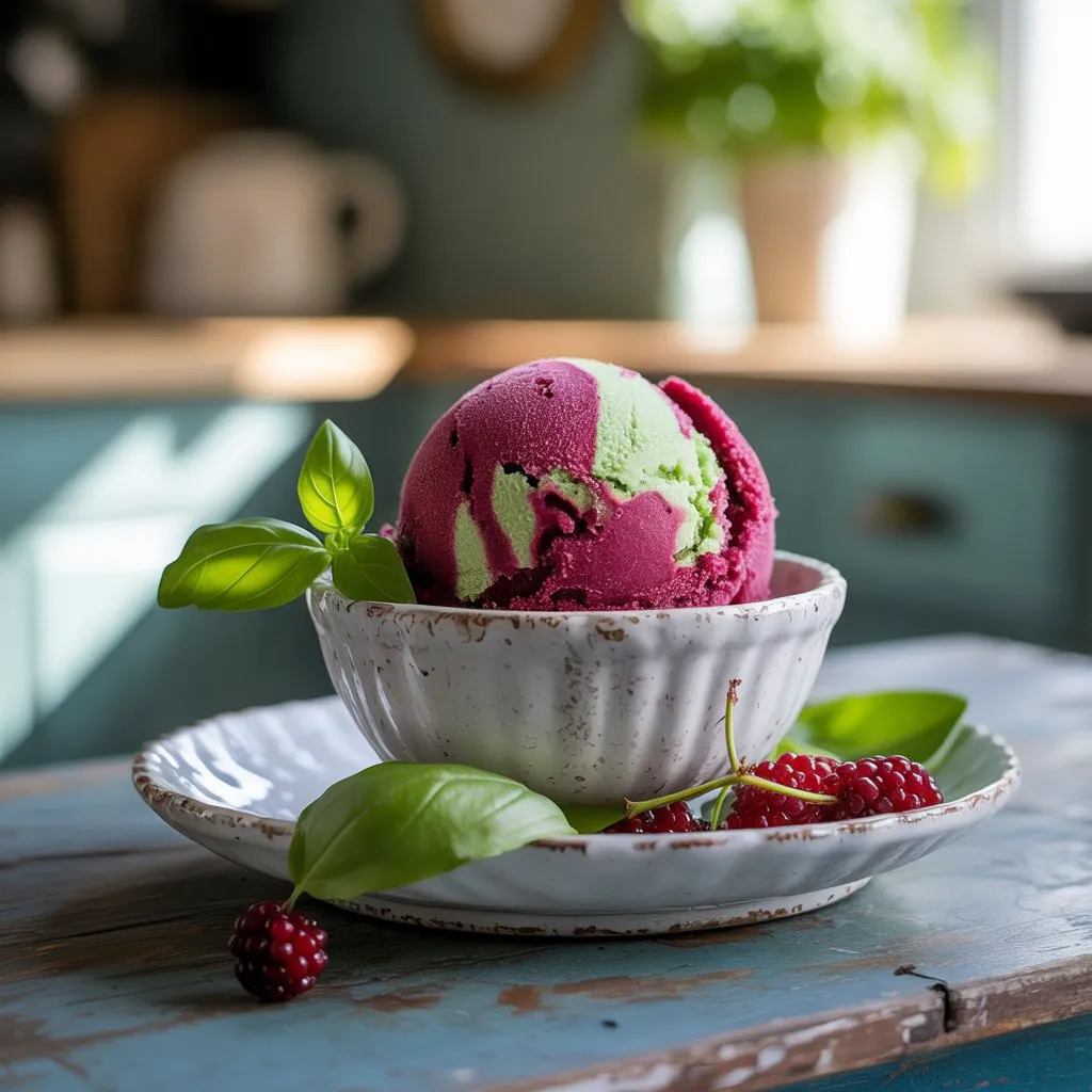 Mulberry Basil Sorbet