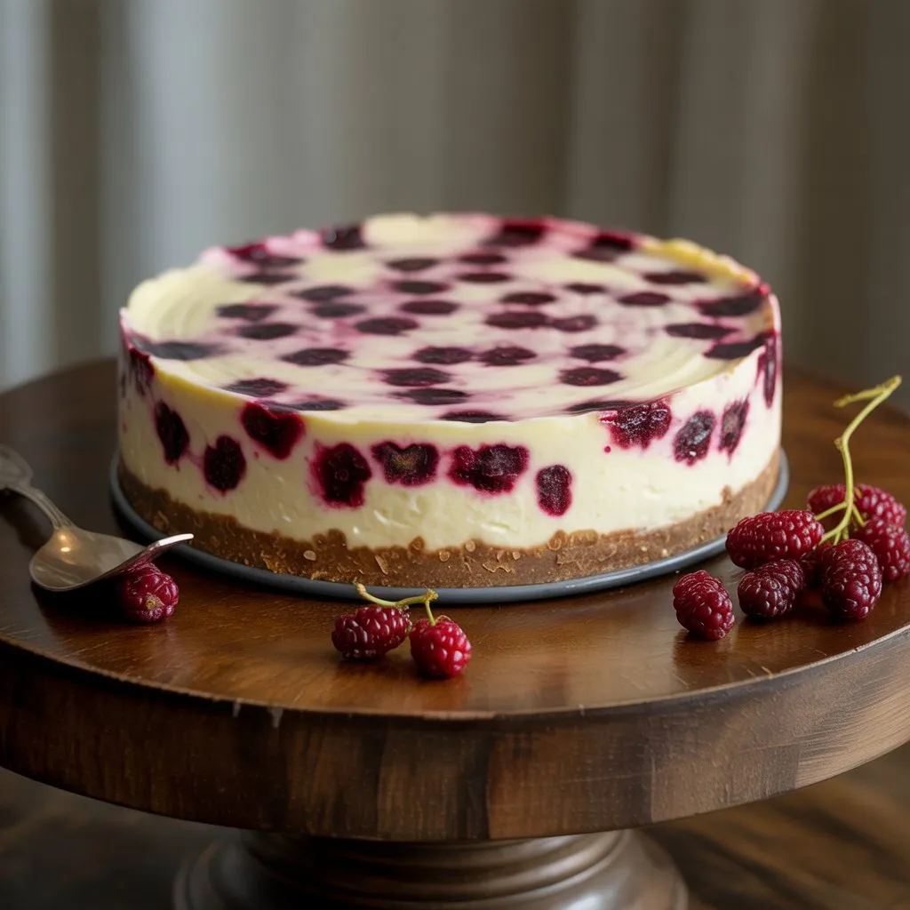 White Chocolate Mulberry Cheesecake