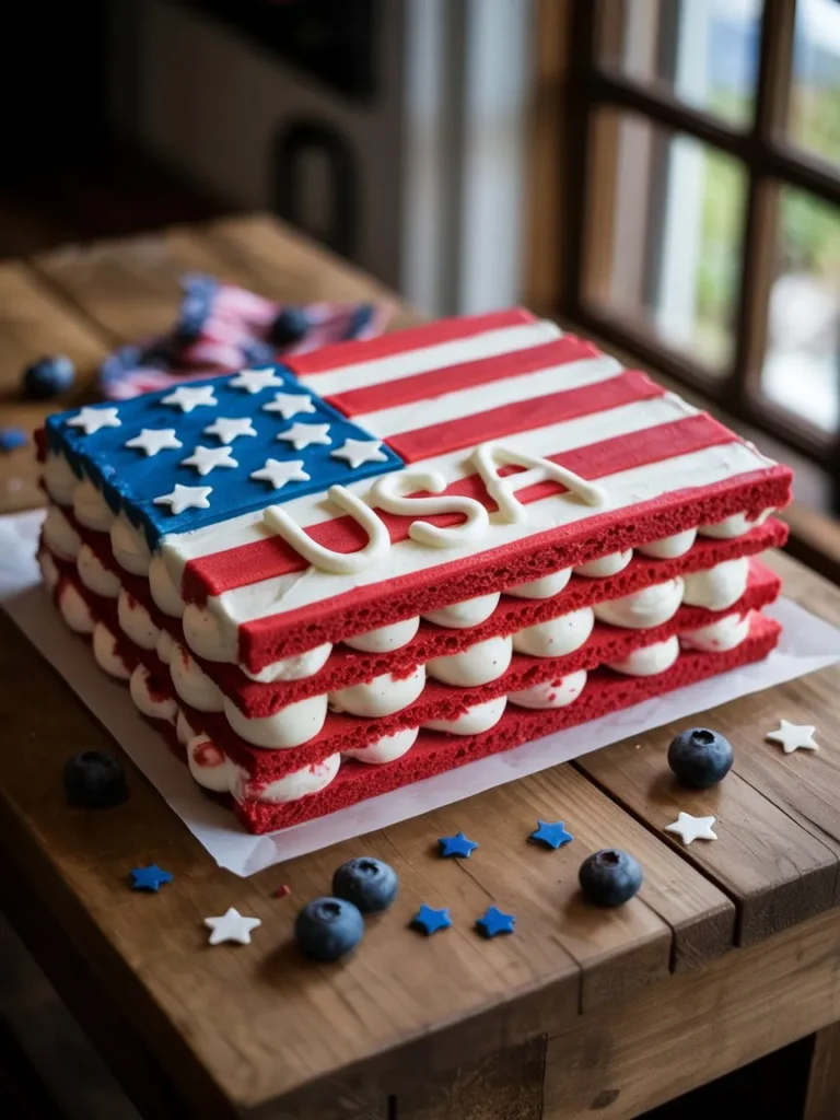 Patriotic Ice Cream Sandwich Cake