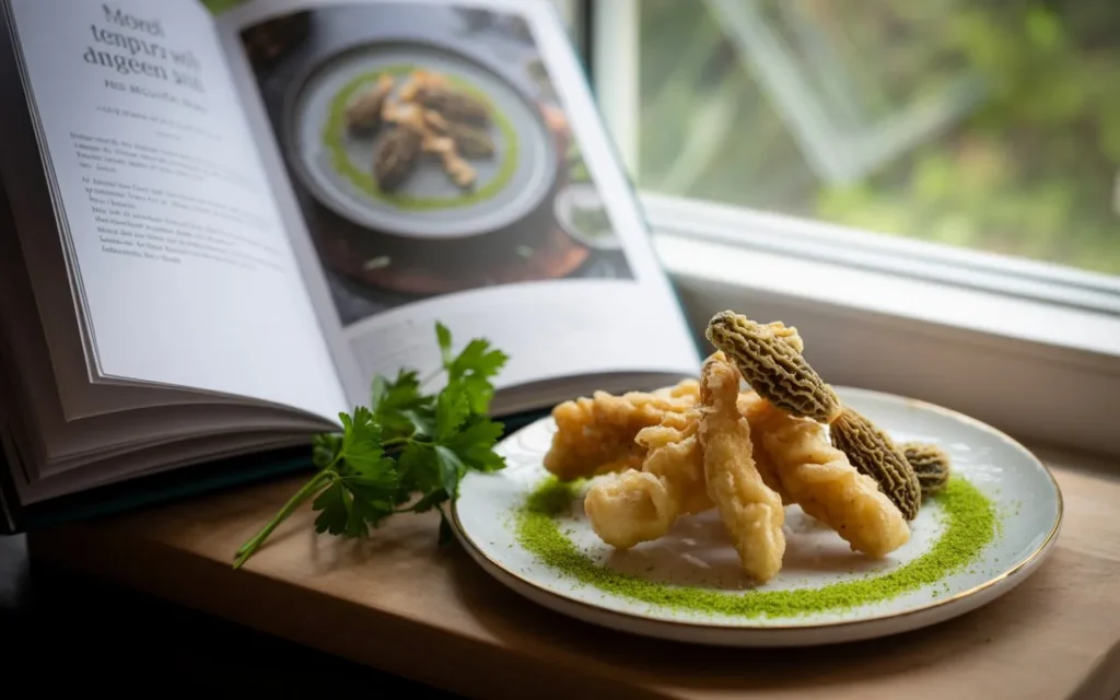 Morel Tempura with Green Tea Salt