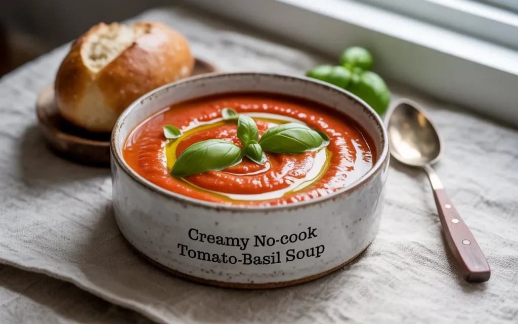 Creamy No-Cook Tomato-Basil Soup