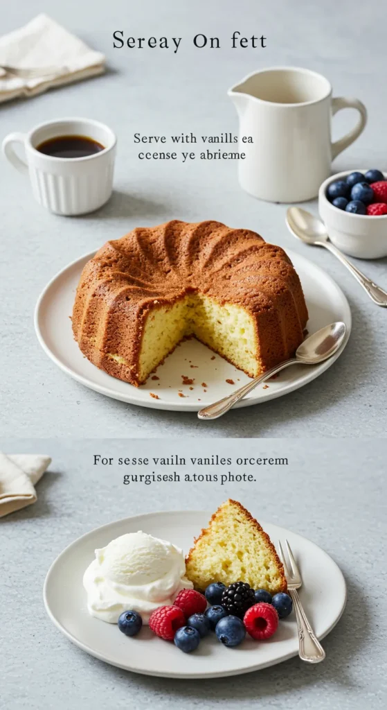 Serve with coffee or tea.
Serve with vanilla ice cream or whipped cream.
For a vibrant plate, garnish with fresh berries.