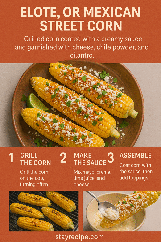 Elote Recipe
Mexican Street Corn
Summer Side Dishes
Grilled Corn Recipes
Cinco de Mayo Food Ideas
Corn on the Cob Recipes
Spicy Corn Snacks
Authentic Mexican Recipes
BBQ Side Dishes
Easy Street Food Recipes
Creamy Corn Topping
Summer Picnic Ideas
Party Appetizers
Toppings for Corn
Flavorful Corn Recipes