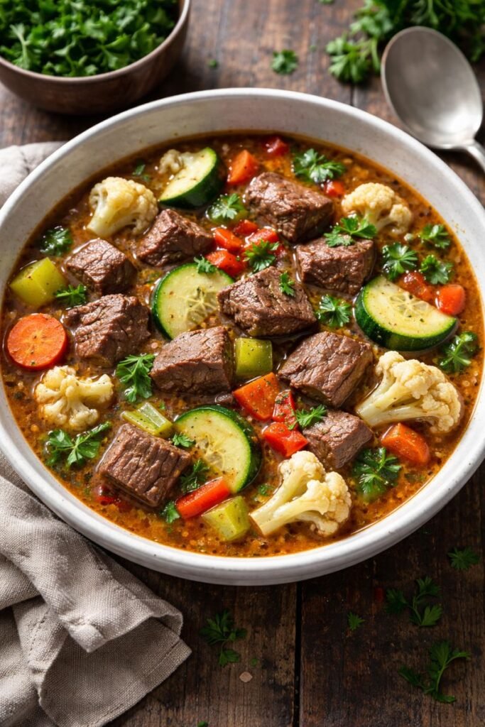Low-carb beef and vegetable stew