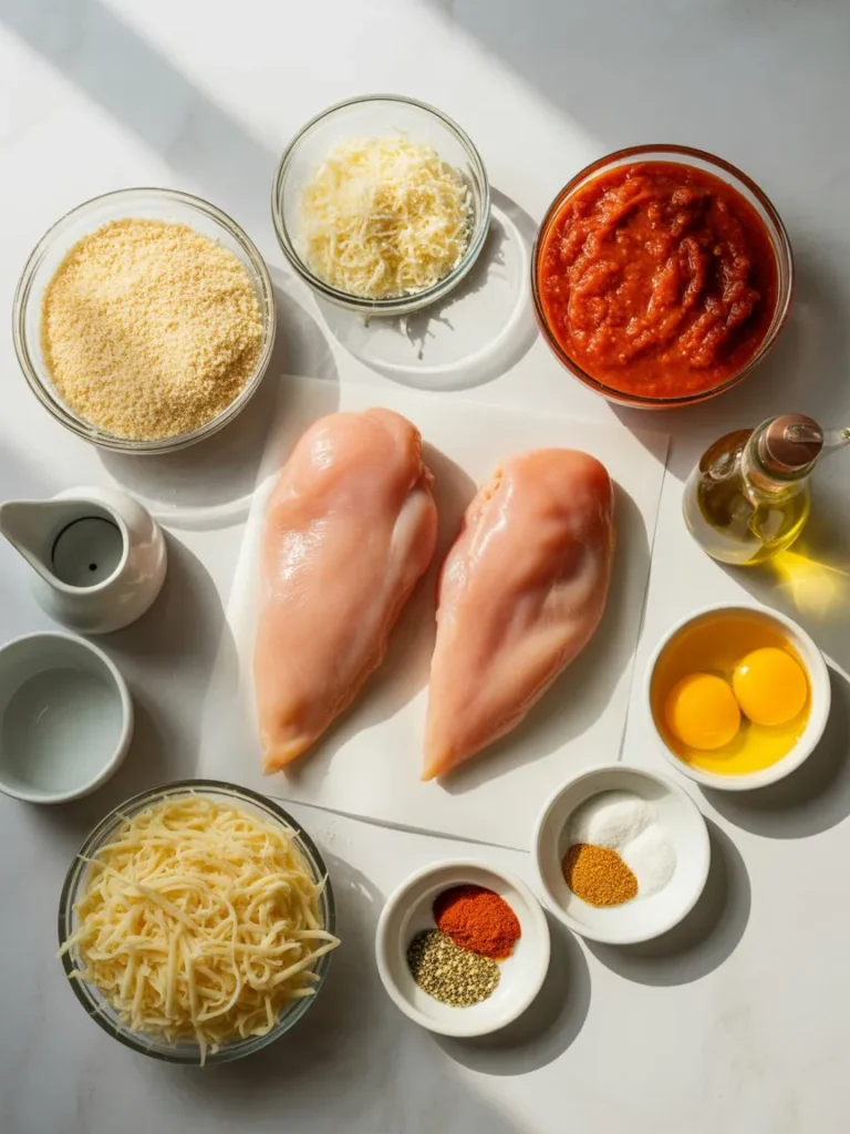 Ingredients for baked chicken parmesan recipe