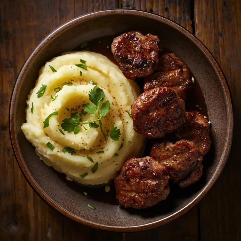 Cajun Steak Bites With Cream Cheese Mash