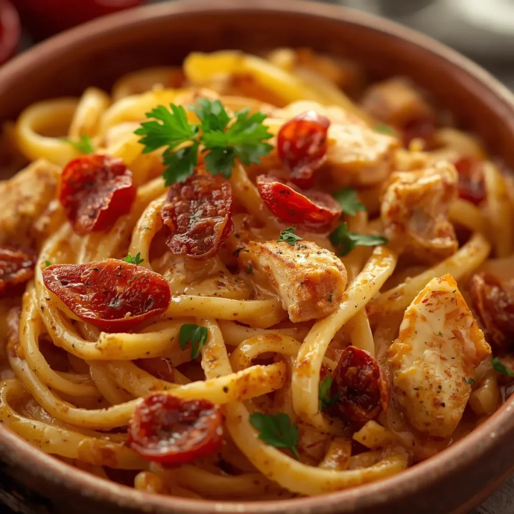 Creamy Cajun Chicken Pasta With Sun Dried Tomatoes
