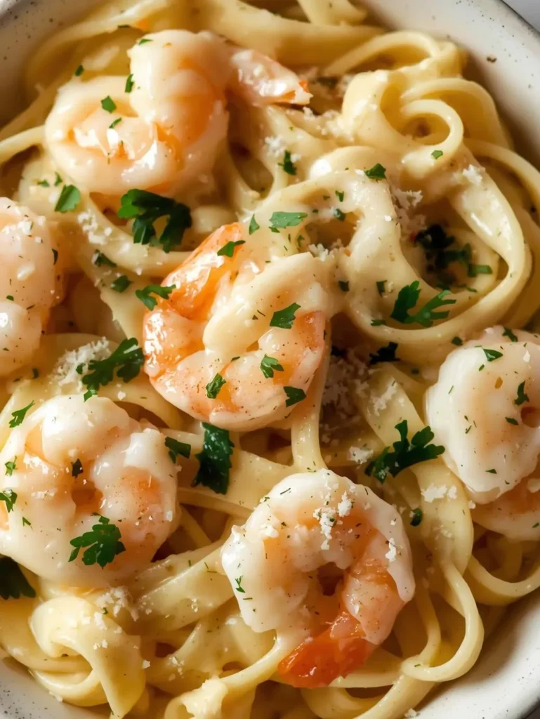 Creamy Garlic Butter Shrimp Alfredo Style