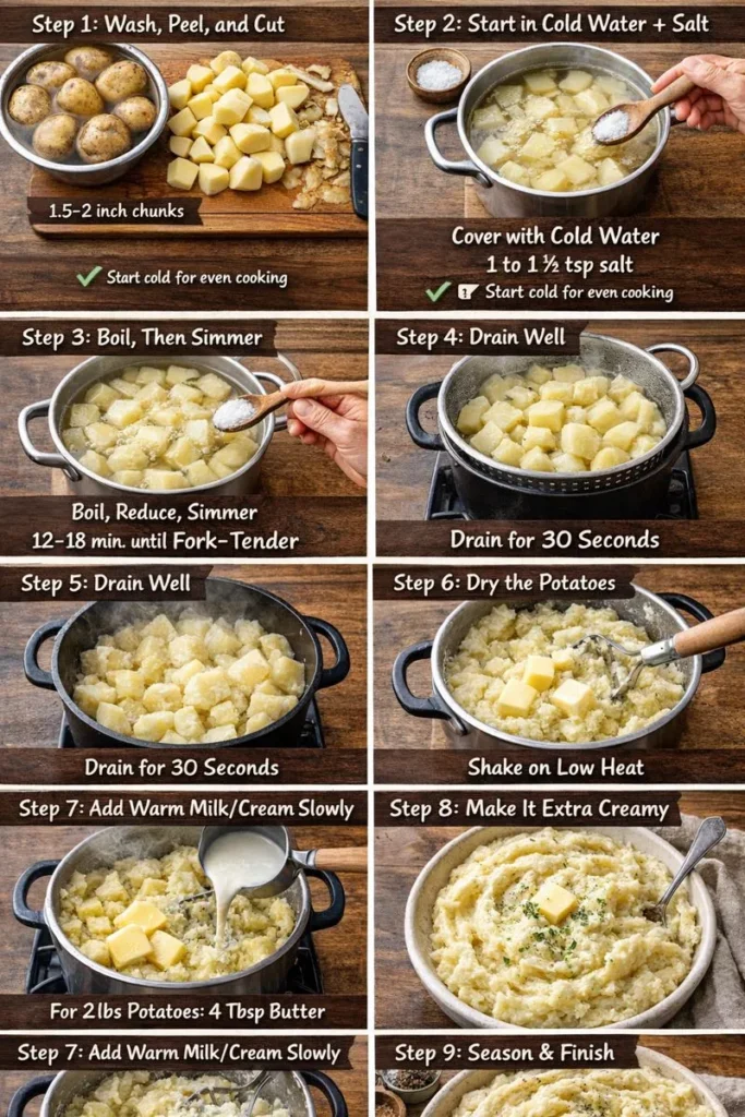Creamy Mashed Potatoes Step By Step Instructions