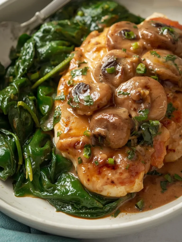 Creamy Mushroom Chicken With Spinach