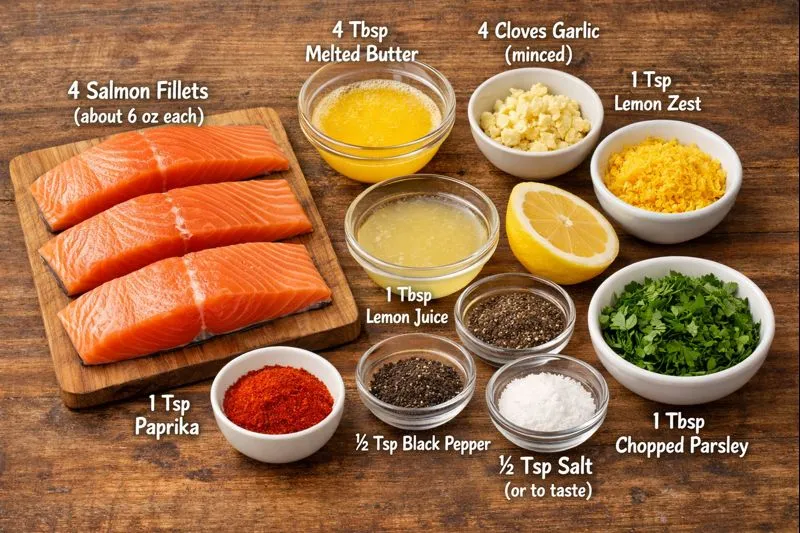 Garlic Butter Baked Salmon Ingredients