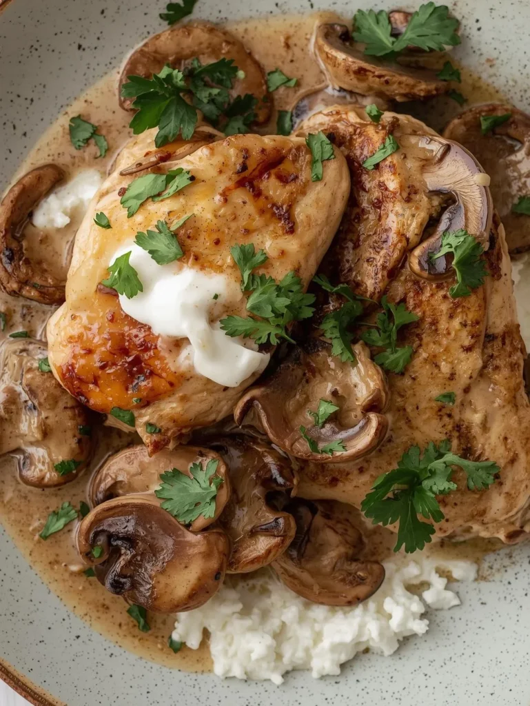 Healthy Creamy Mushroom Chicken