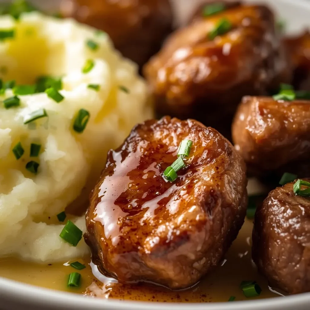Honey Garlic Steak Bites With Sour Cream Chive Mash