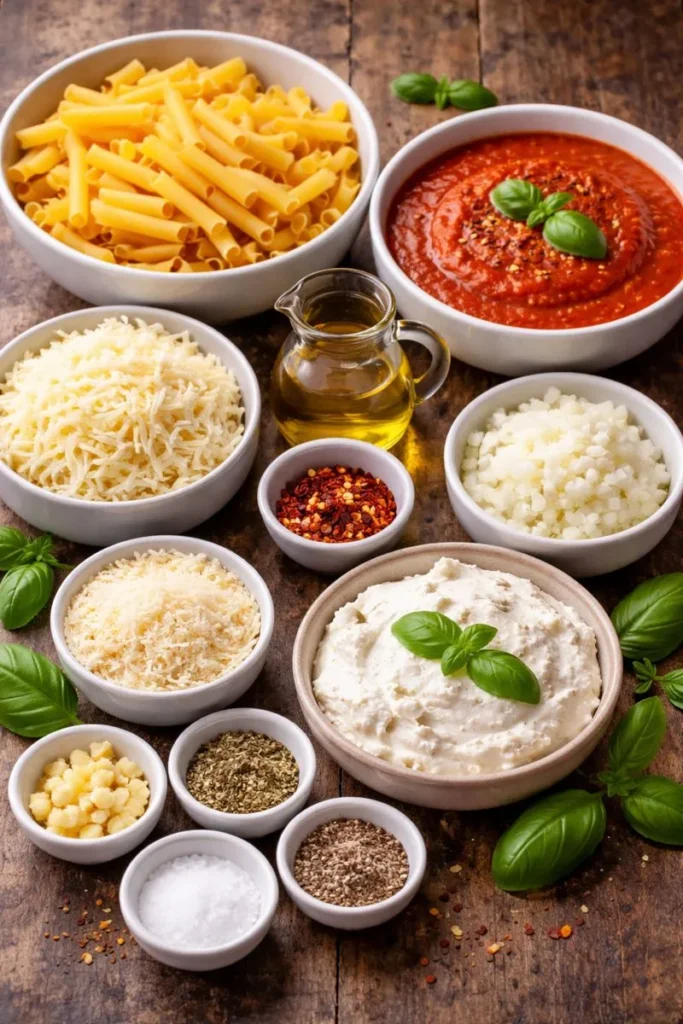 Ingredients Classic Baked Ziti With Mozzarella