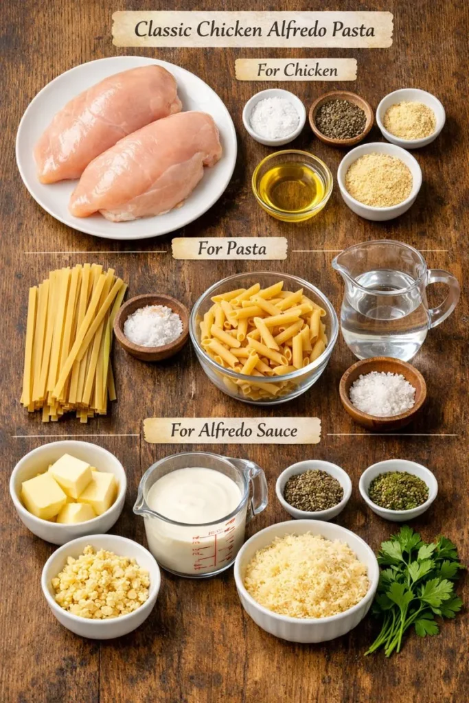 Ingredients Classic Chicken Alfredo Pasta