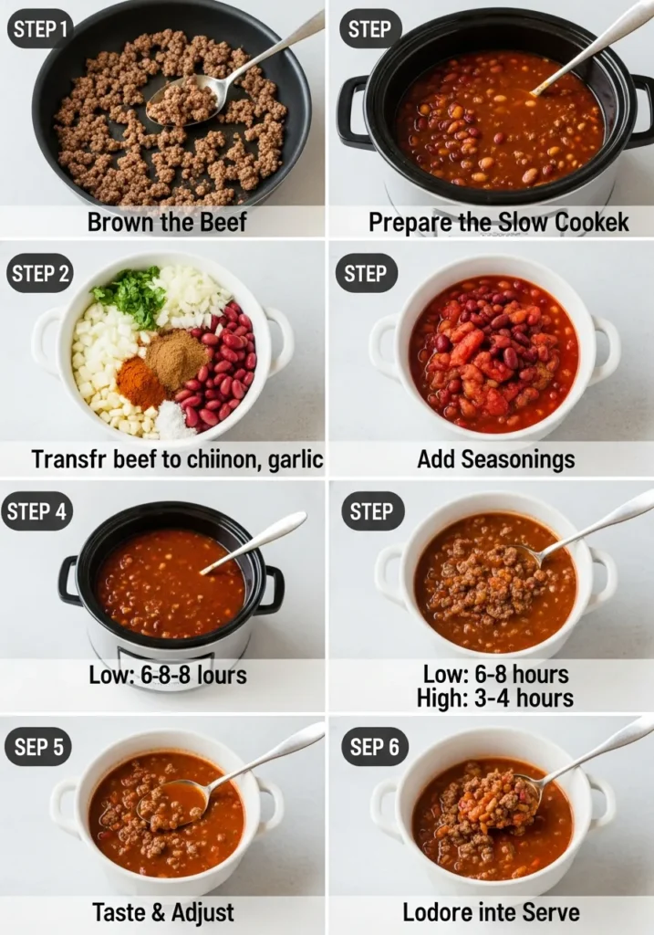Instructions Step By Step Slow Cooker Beef Chili
