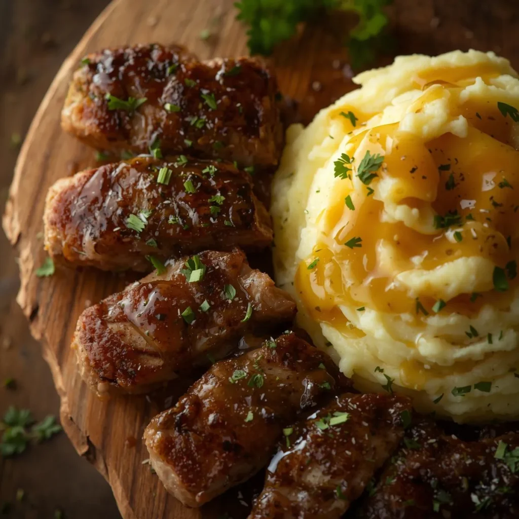 Lemon Herb Steak Bites With Brown Butter Mash