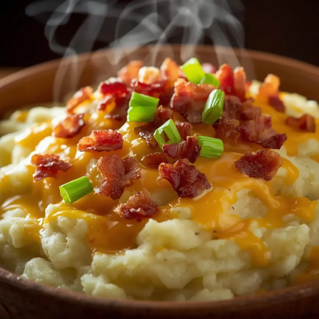Loaded Mashed Potatoes Cheese Bacon Green Onion