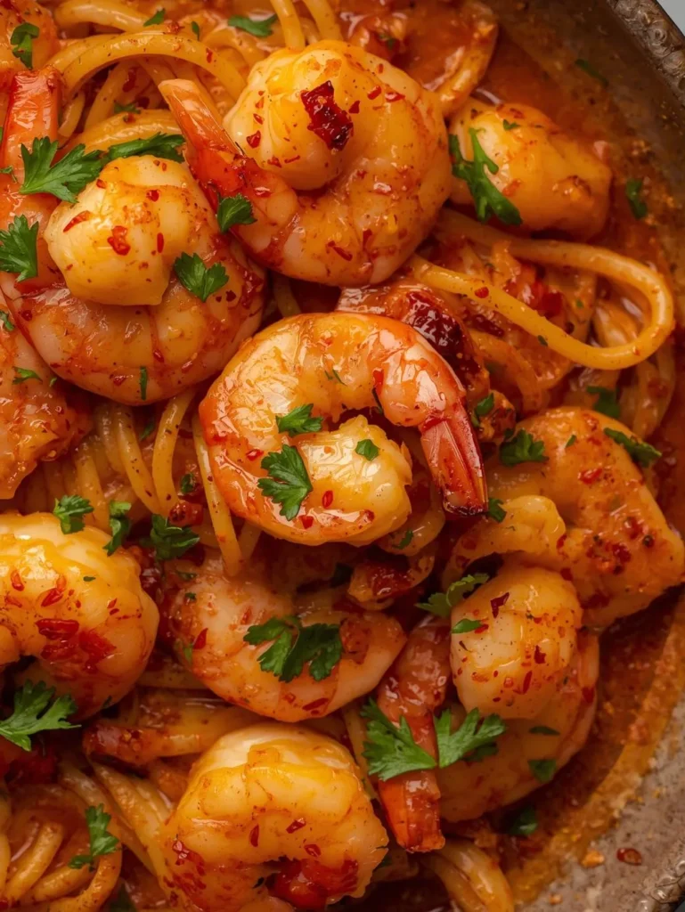 Spicy Garlic Butter Shrimp Pasta