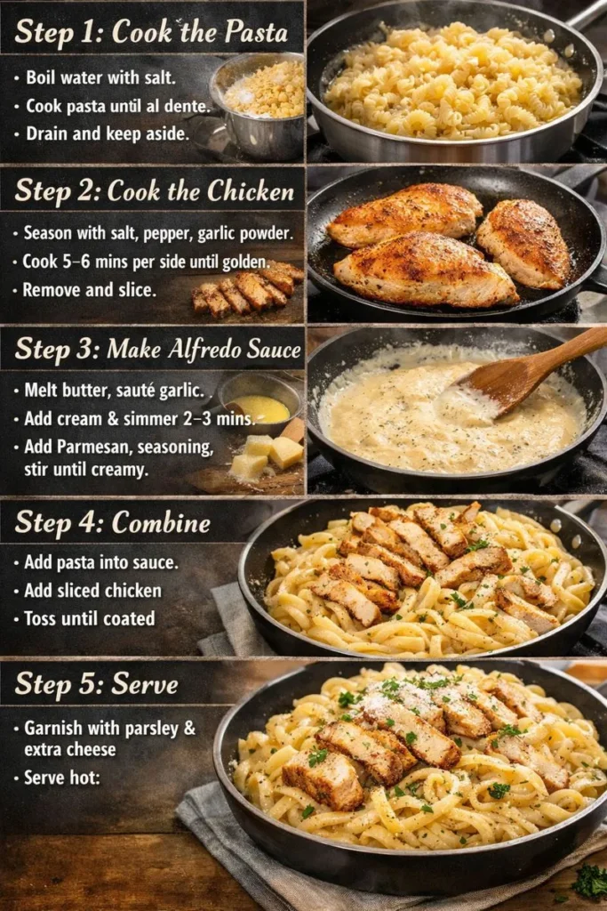 Step By Step Instructions Chicken Alfredo Pasta