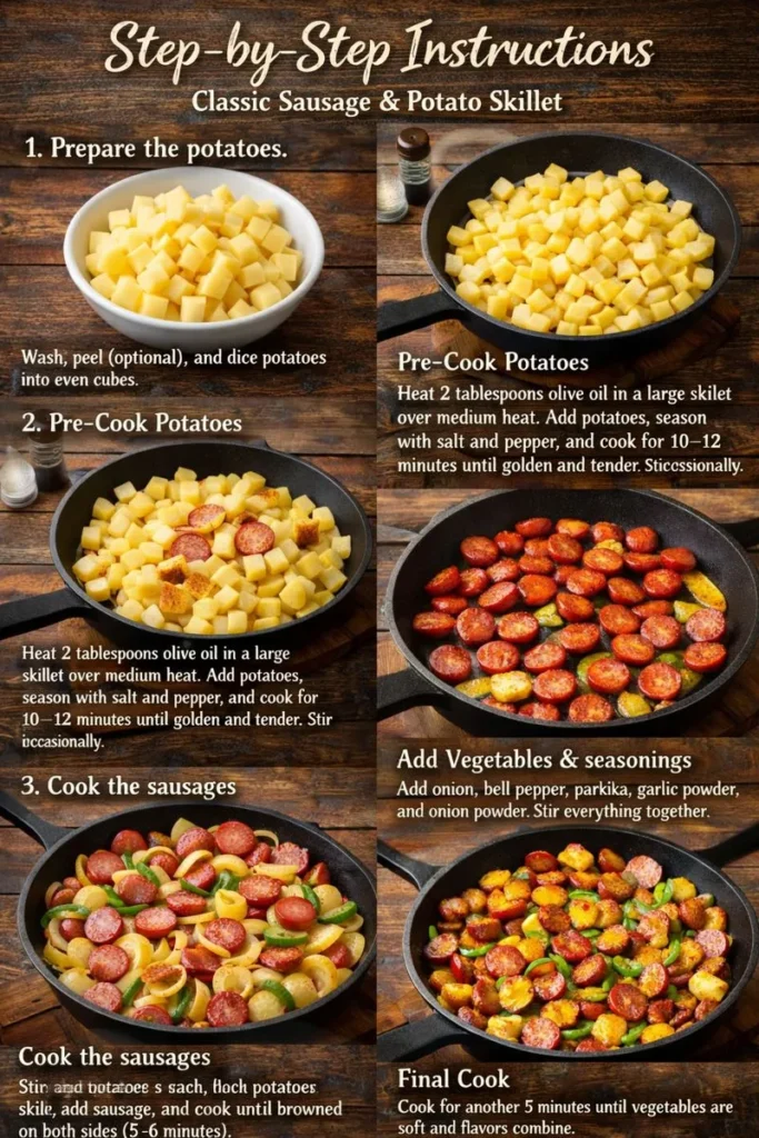 Step By Step Instructions Classic Sausage Potato Skillet
