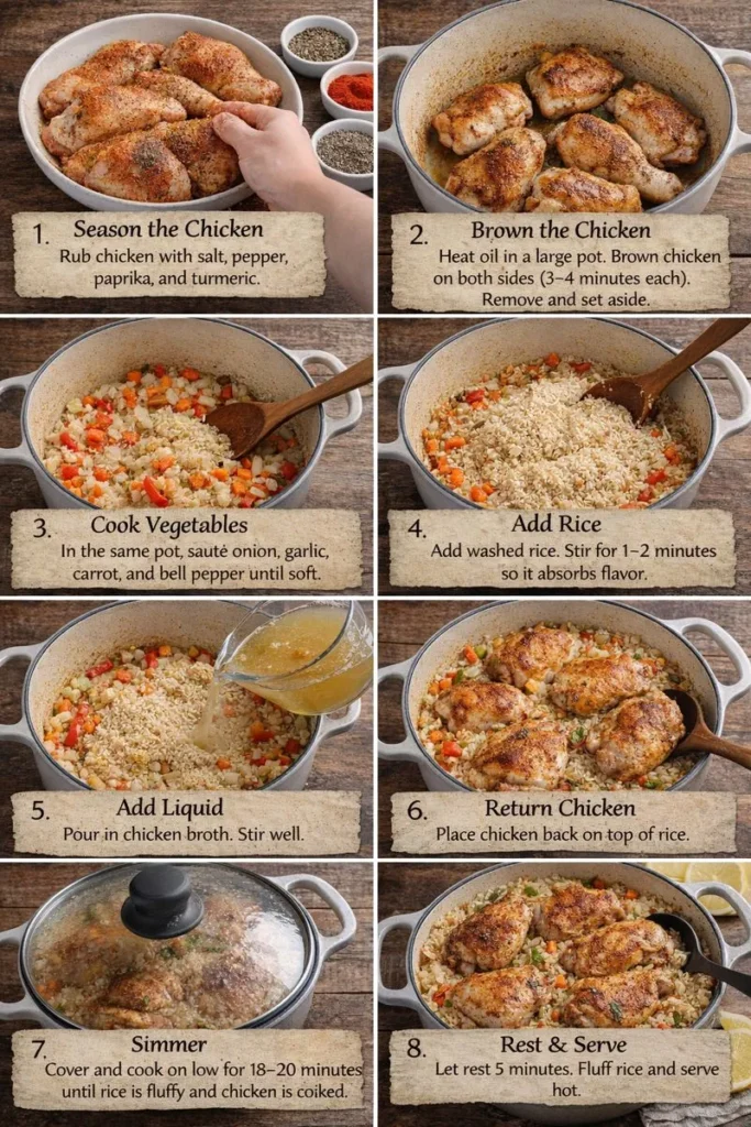 Step By Step Instruction One Pot Chicken Rice