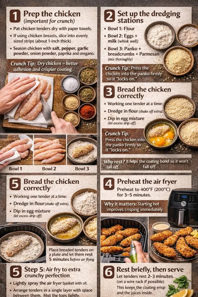 Air Fryer Crispy Chicken Tenders Step By Step Instructions