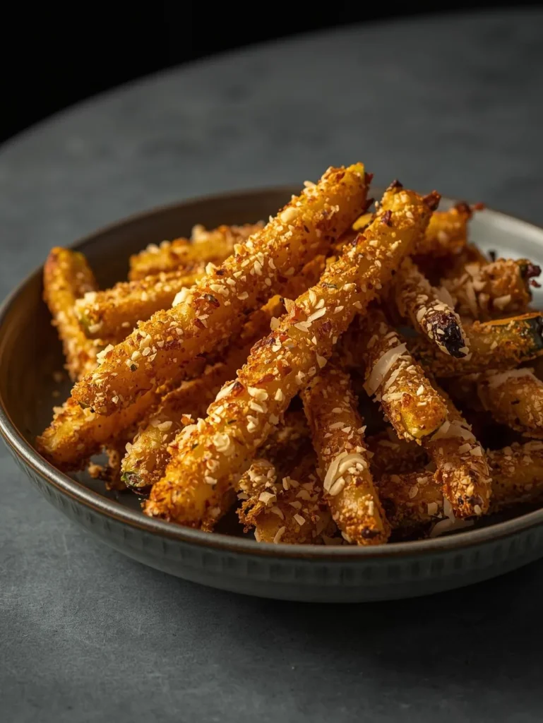 Air Fryer Crispy Parmesan Zucchini Fries Keto Almond Flour Version