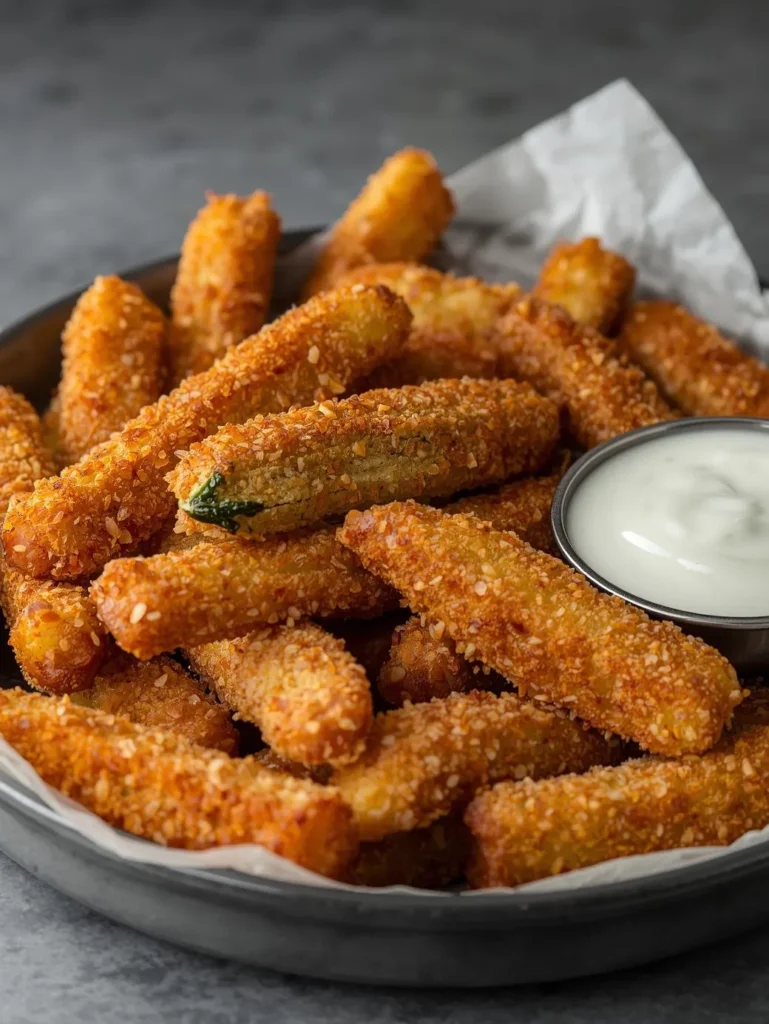 Air Fryer Crispy Parmesan Zucchini Fries Ranch Flavored Version