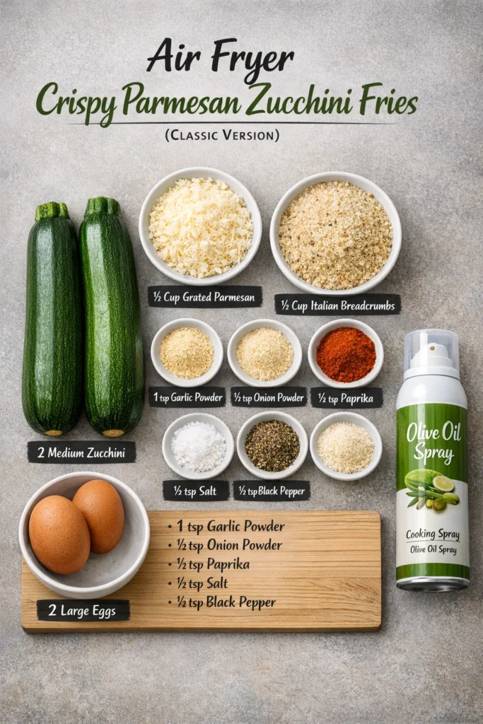 Air Fryer Zucchini Fries Ingredients