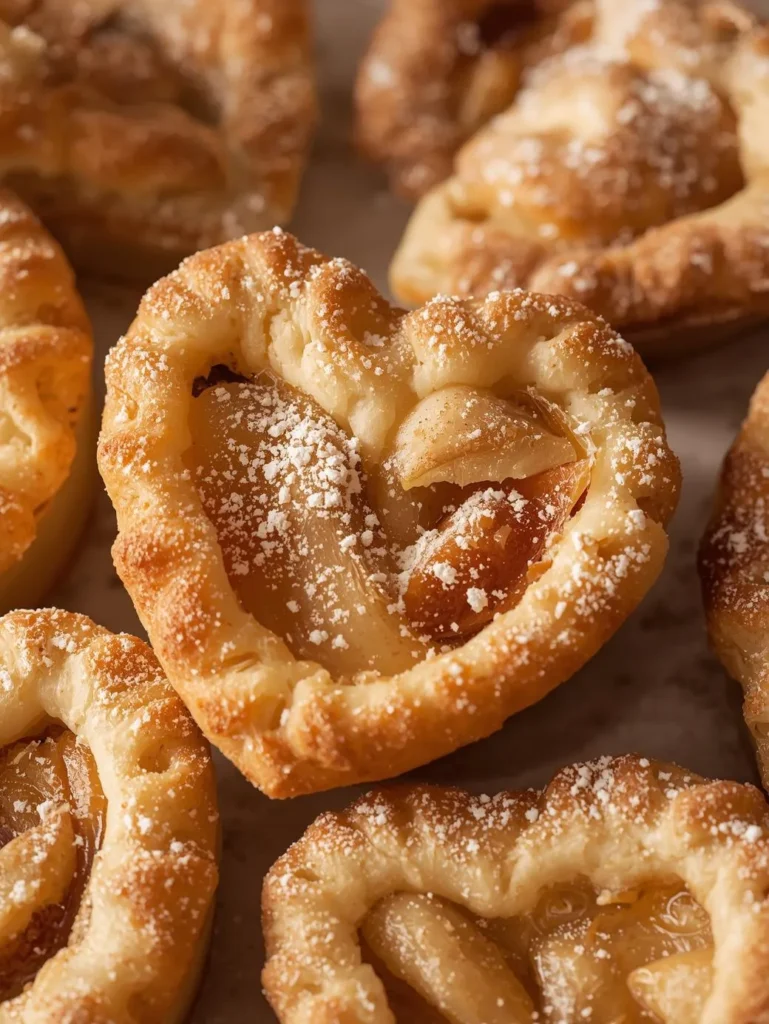 Apple Cinnamon Heart Shaped Mini Pies Mordern Style Closeup Style