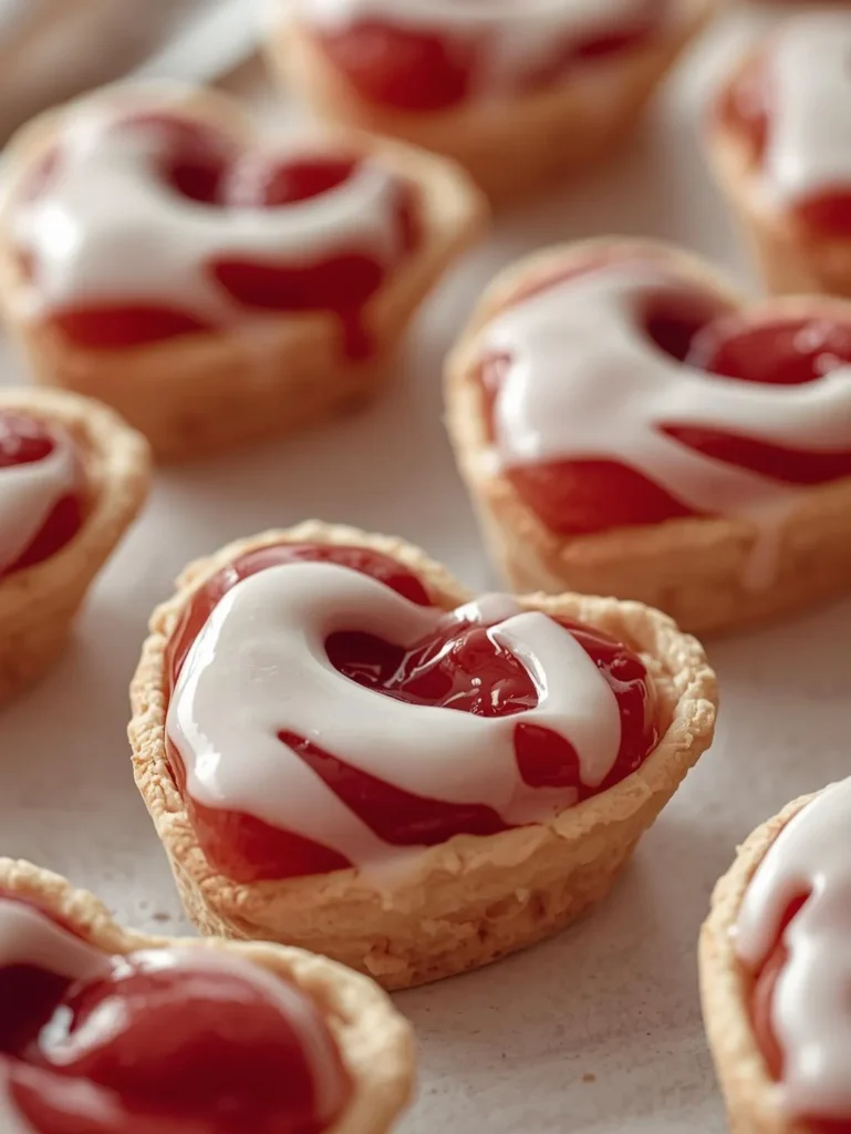 Cherry Vanilla Heart Shaped Mini Pies Mordern Syle Closeup Side Short