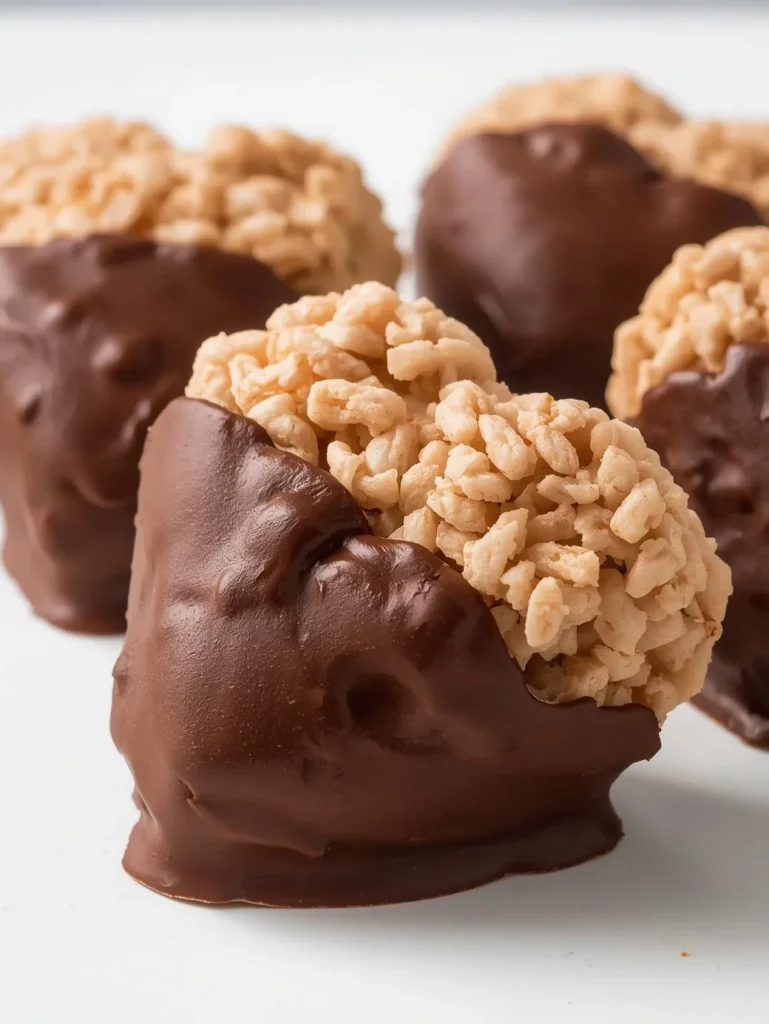 Chocolate Dipped Heart Rice Krispie Treats Mordern Syle Closeup Side Short
