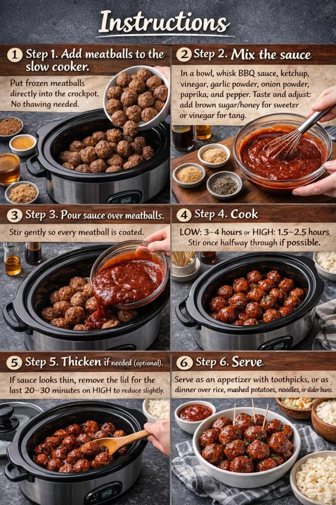 Classic Crockpot Bbq Meatballs Step By Step Instruction